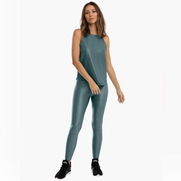 KORAL LUSTROUS INFINITY HIGH RISE METALLIC LEGGINGS IN TEAL LIQUID LEGGINGS BNWT - Picture 13 of 14